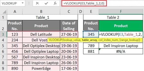 adjust incorrect table array