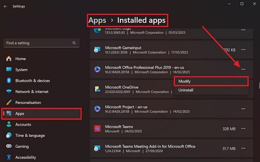 modify installed apps settings