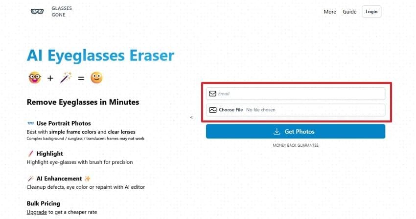 choose file to upload on glassgone