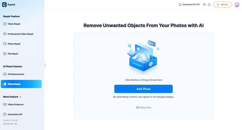 add photo to repairit online