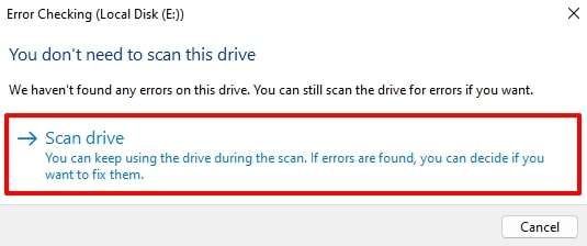 use the scan drive option