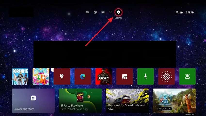 opt for xbox settings icon