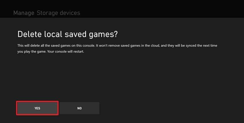 delete local saved games option