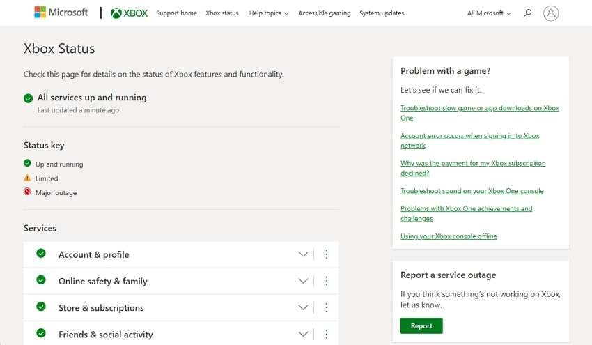 check xbox status