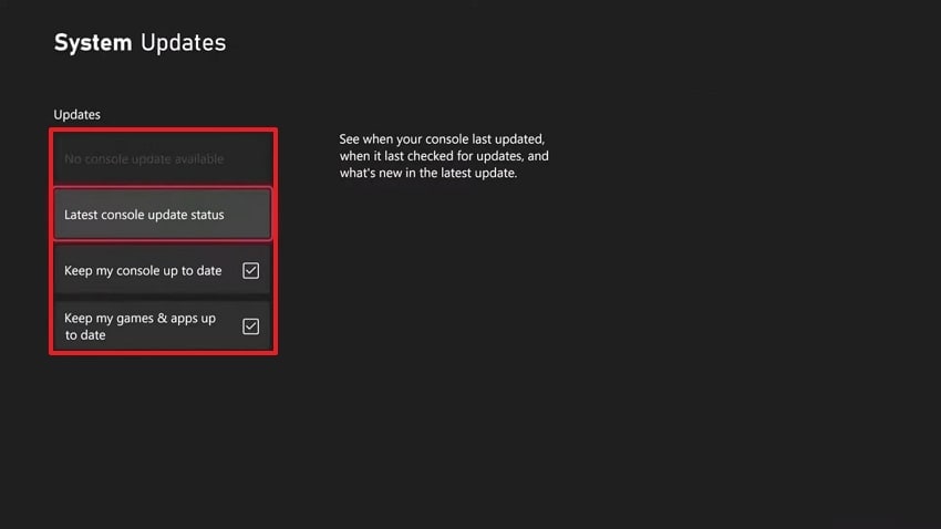 press latest console update status