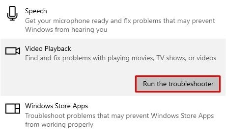 video playback troubleshooter