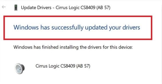 windows has successfully updated your drivers