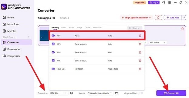 press on convert all button