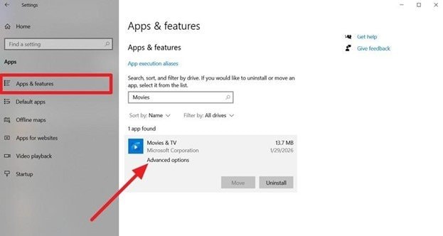 tap the advanced option