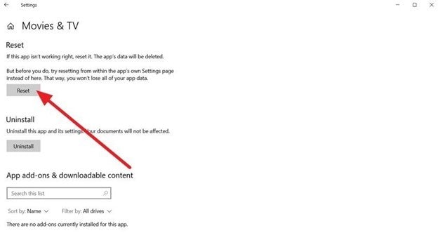 choose the reset button