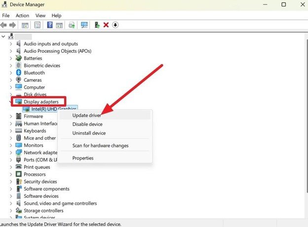 choose the update driver option