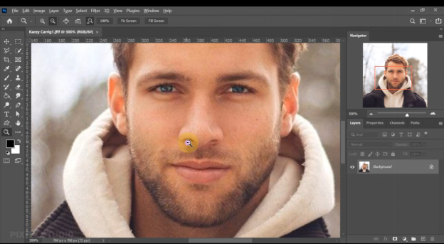 open the grained photo in adobe photoshop