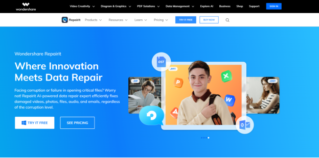 wondershare repairit official webpage interface