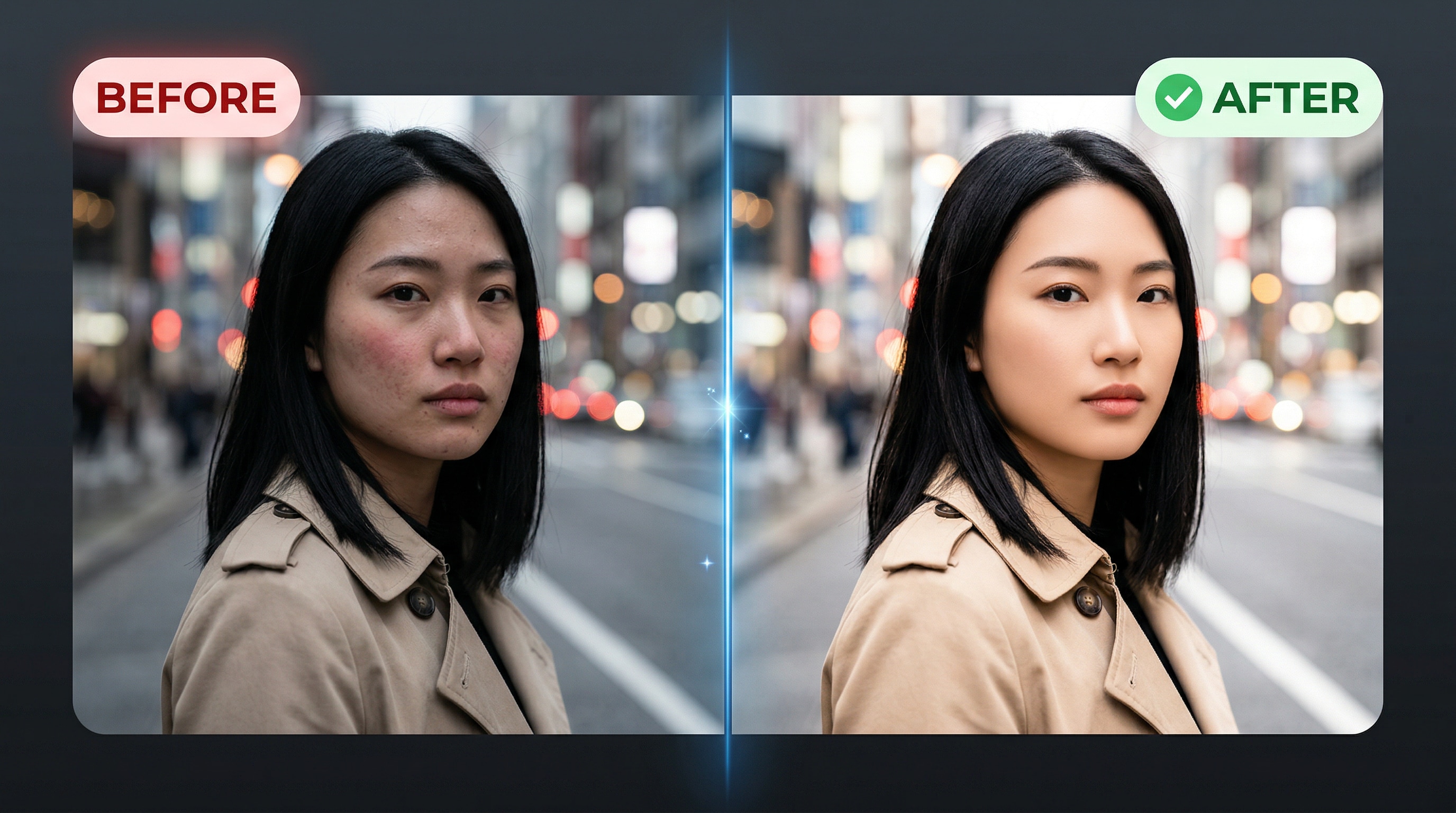Ritocco Pelle AI: Foto Perfette in un Clic | Relumi