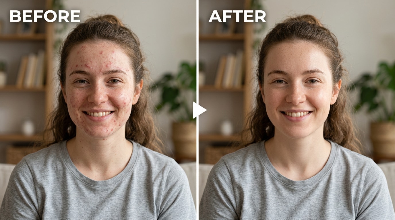 active acne blemishes and redness naturally cleared