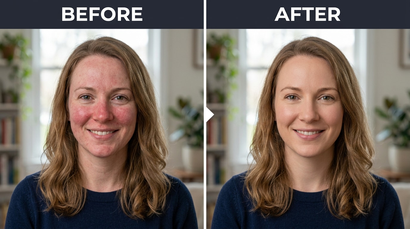 rosacea and uneven skin tone naturally corrected