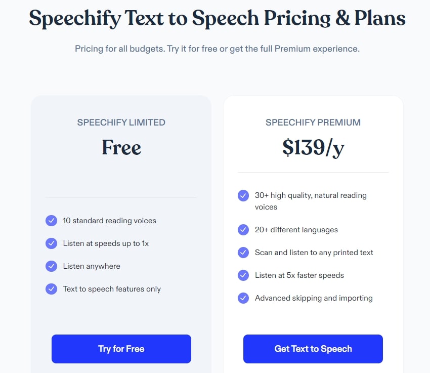 speechify pricing