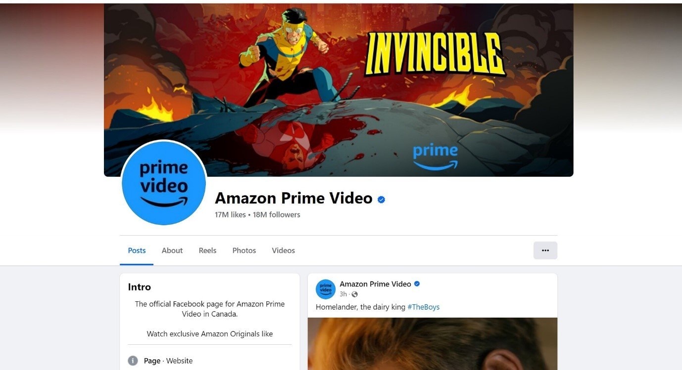 checking amazon prime video’s facebook page