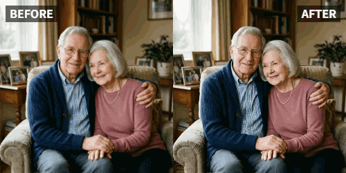 Old family group photo animated with Relumi for a birthday surprise