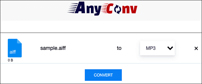 anyconv tool for converting aiff into mp3