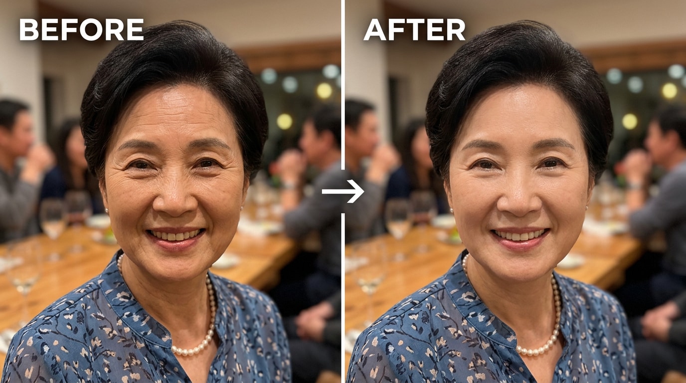 family portrait wrinkle reduction