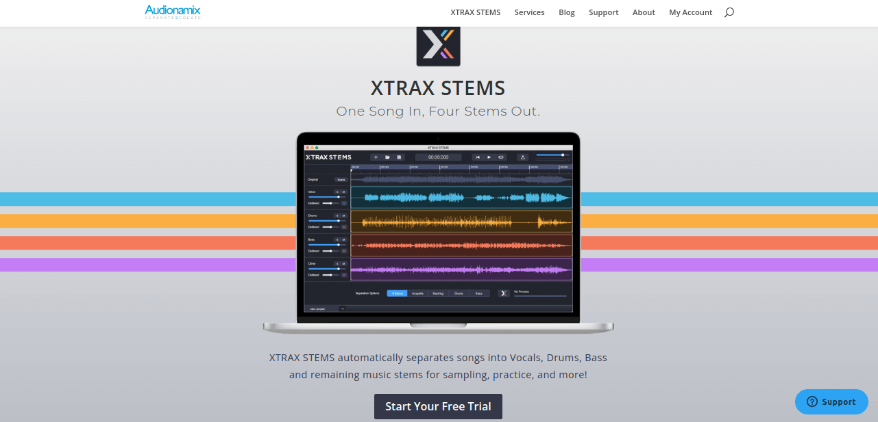 mixer de música audionamix xtrax stems