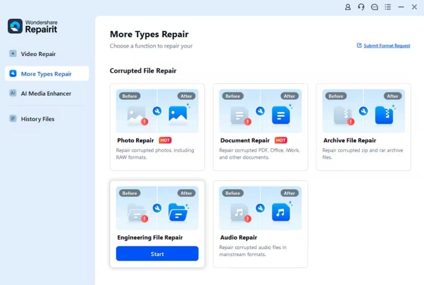 start engineering file repair repairit