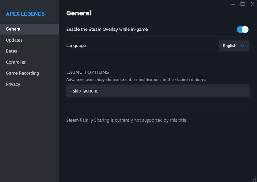 enter skip launcher under launch options
