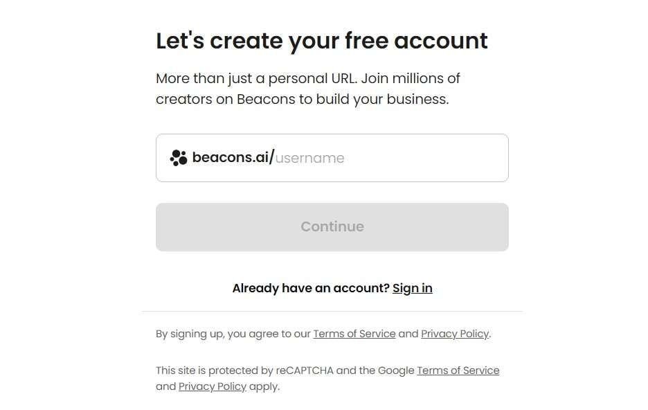 beacons sign up