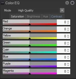 adjusting colors using eq tool 