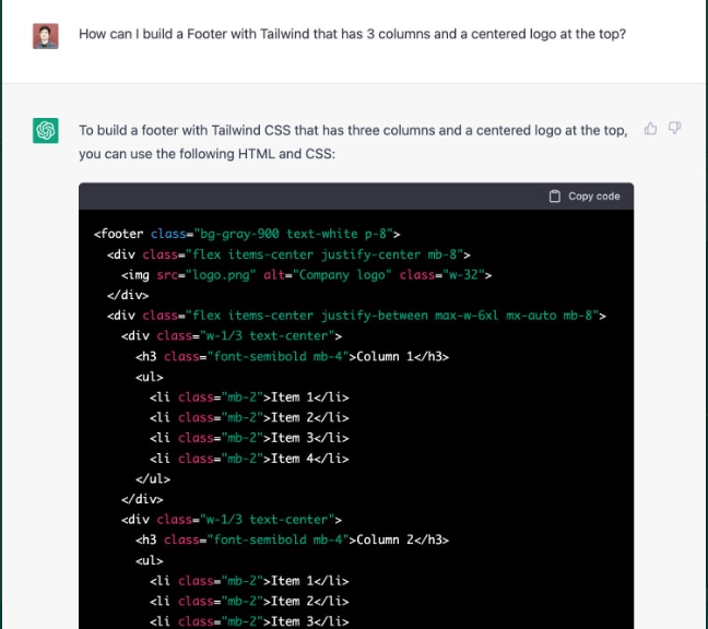 chatgpt interface d'écriture de code 