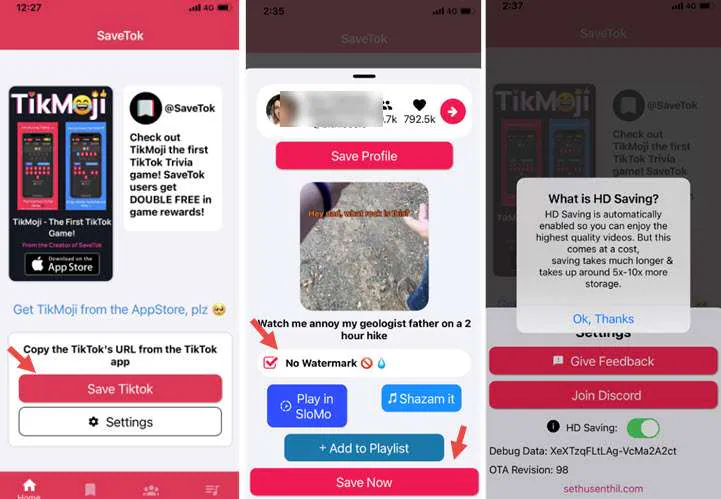 SaveToke é um removedor de marca d'água do TikTok para iPhone