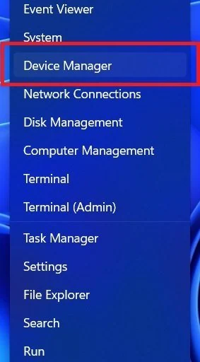 device manager option