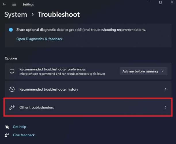 other troubleshooter option