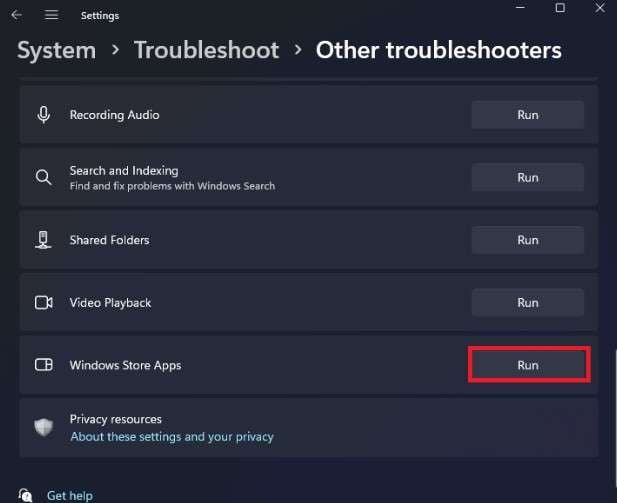 run other troubleshooter 