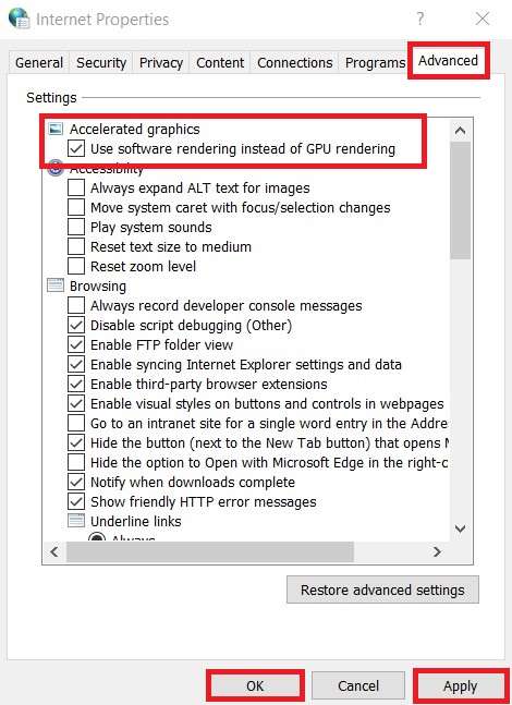 enabling accelerated graphics on windows 10