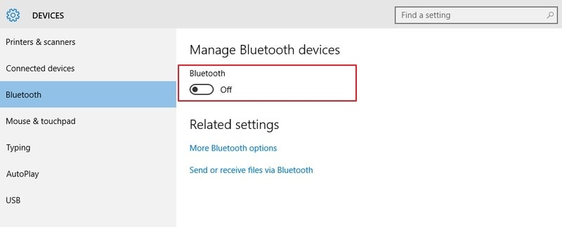 enable the bluetooth option
