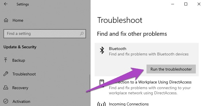 run the troubleshooter