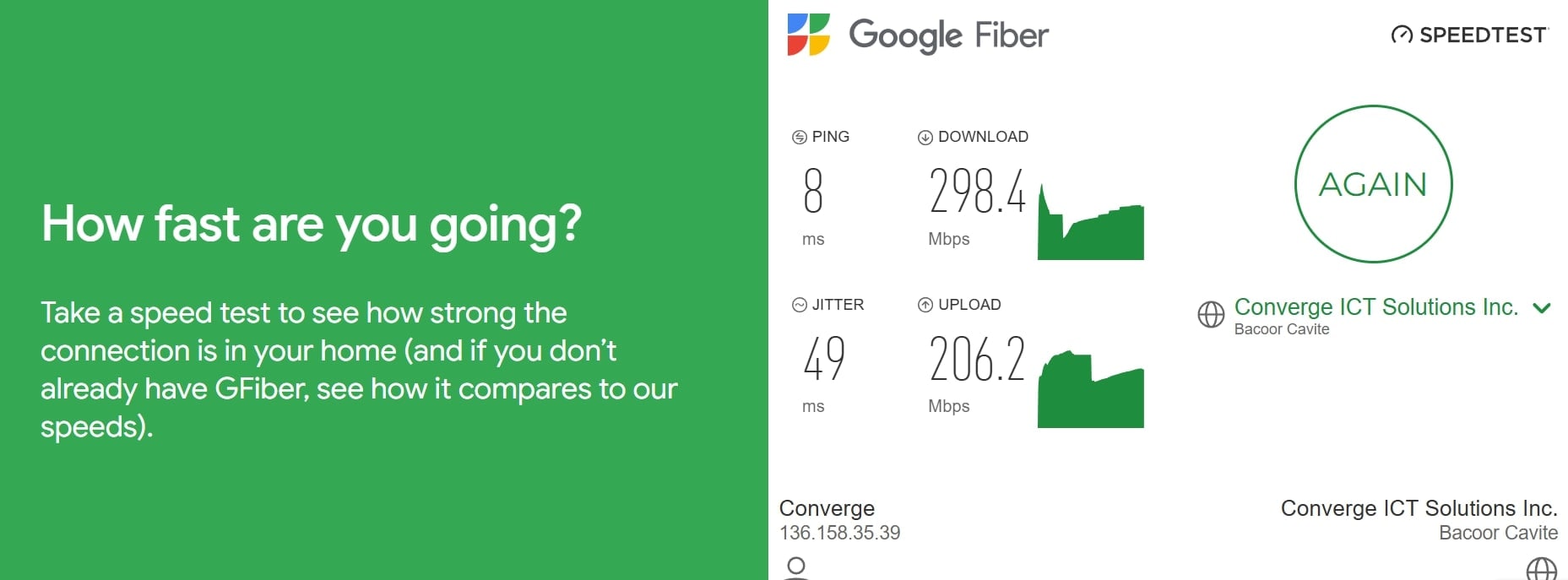 download speed results