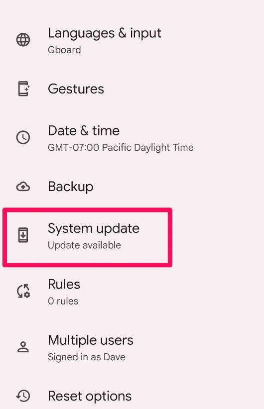 go to system update