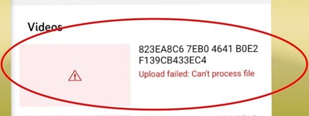 cant upload video to youtube