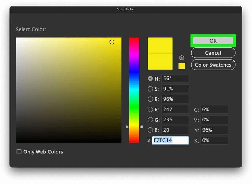 a color picker with rgb values