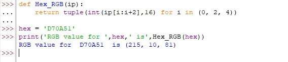 convertire HEX in RGB tramite Python