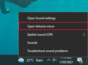 choose volume mixer option