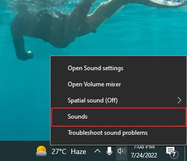 tap on sounds option