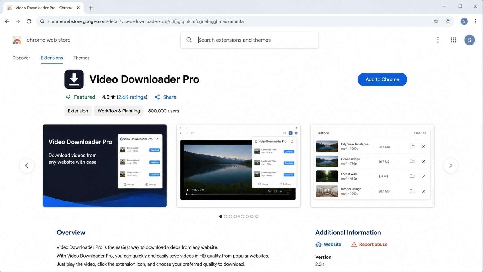 chrome web store extension page with add to chrome button
