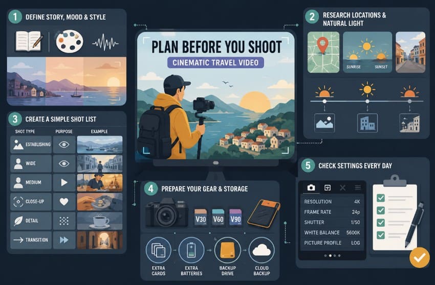 plan cinematic travel video