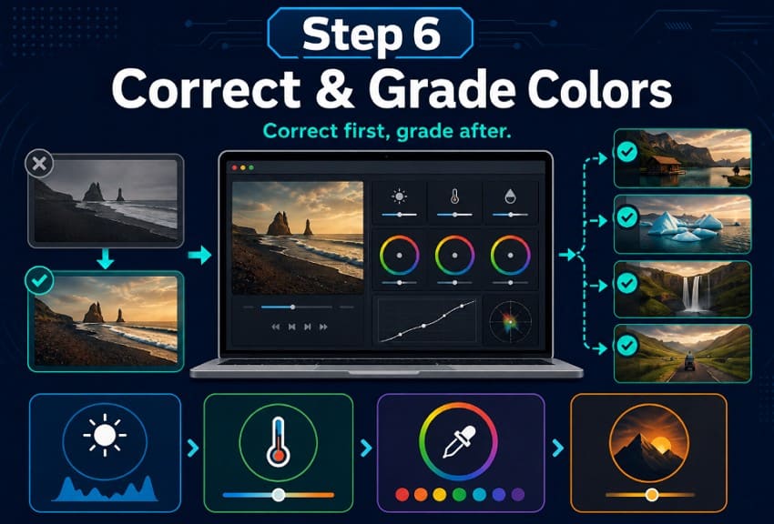 grade cinematic travel colors