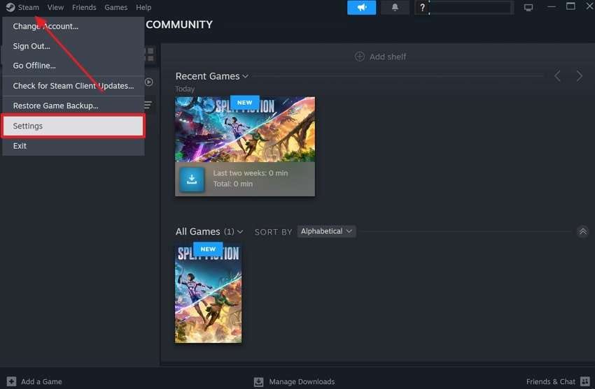 right click game for settings