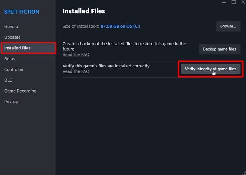 click verify integrity of game files